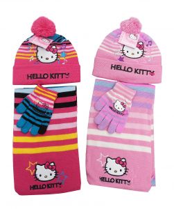 Komplet: czapka jesienna / zimowa, szalik, rękawiczki Hello Kitty - 6 szt.