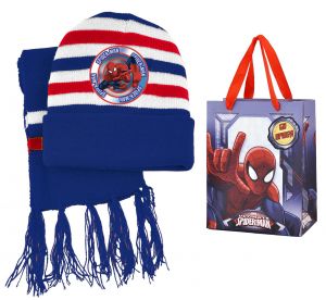 Czapka jesienna / zimowa i szalik z torbą prezentową Spiderman