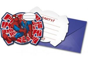 Zaproszenia z kopertą Spiderman   6 szt.