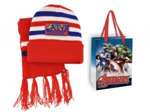 Czapka jesienna / zimowa i szalik z torbą prezentową Avengers