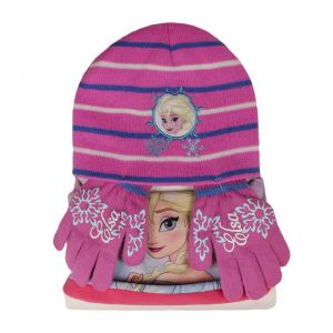 Komplet czapka jesienna / zimowa, chusta i rękawiczki Frozen