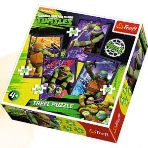 Puzzle 4 w 1 Żółwie Ninja