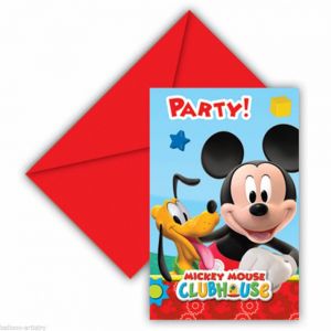 Zaproszenia z kopertą Myszka Mickey 6 szt.