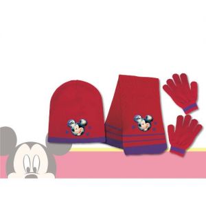 Komplet: czapka jesienna / zimowa, szalik i rękawiczki Myszka Mickey